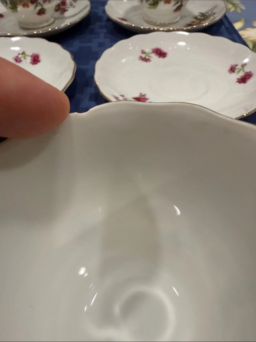 Fine Porcelain Floral Tea Cup and Saucer Set - White with Pink Floral Accents